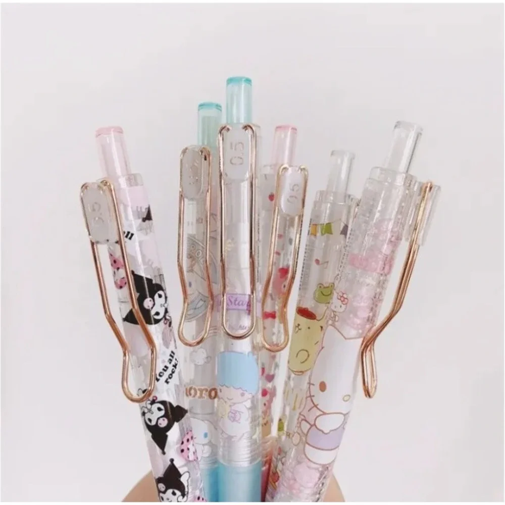 Sanrio Character 6pc Gel Pen Set Hello Kitty Kuromi My Melody 0.5mm Black Ink